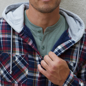 Bán buôn thiết kế mới nhất cotton thời trang dạo phố dài tay áo Mens trùm đầu flannel Áo khoác - Product Image 4