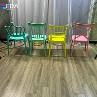 Chaises empilables en plastique LEDA, colorées et mignonnes, en PP, pour la location lors de dîners, fêtes, mariages, anniversaires et événements, chaise Chiavari pour enfants