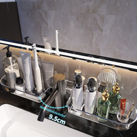Support de rangement moderne en plastique à un niveau pour outils de robinetterie Couleur noire fumée transparente Type de support pour salle de bain et cuisine