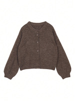 Lässige, schlichte, langärmelige Winter-Strickjacke mit Knöpfen, flach gestrickt, knitterfrei und pillingfrei für Damen