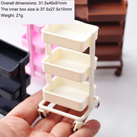 Nouveauté 2025, Vente en gros : Accessoires de mobilier pour maison de poupée en plastique DIY, incluant mini chariot mobile, chariot de service et étagère, pour scènes de poupées BJD 6 points