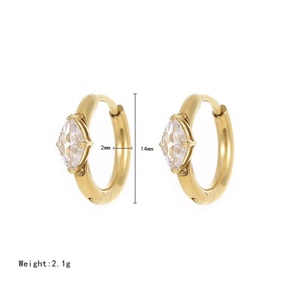ต่างหูห่วงสแตนเลสยอดนิยม ต่างหูเพชรสแตนเลส - Product Image 3