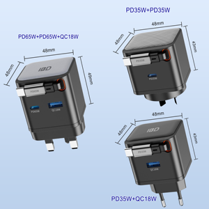 مصنع IBD بيع بالجملة PD 35W Gan كابل قابل للسحب شاحن سريع منفذ مزدوج 2 نوع c EU UK Plug شاحن حائط للهاتف - Product Image 6