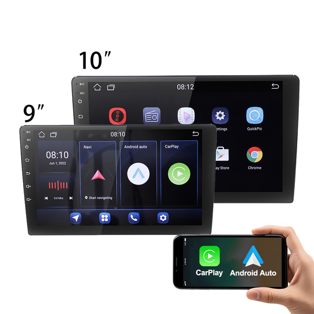 9/10inch Portable Automotive Multimedia System Android Auto CarPlay Head Unit with Amplifier TPMS SD Card GPS Navigation