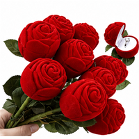 Boîte à bijoux personnalisée en rose floqué pour bagues, boucles d'oreilles, colliers, demande en mariage, cadeau de la Saint-Valentin, emballage cadeau