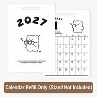 Calendrier de table imprimé en carton blanc 300g 2027 avec support pour mémos, idéal pour le bureau, l'école, la maison et l'étude