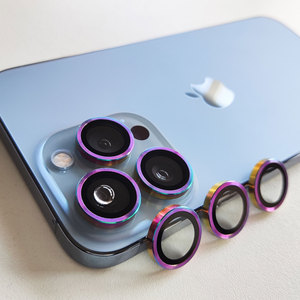 Protection d'objectif d'appareil photo en métal à motif spiralé pour <span class=keywords><strong>iPhone</strong></span> 13 14 15 16 17 Pro Max, film protecteur HD pour caméra arrière de téléphone portable - Product Image 6