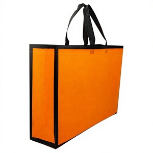 Orange Non Woven Fabric Shopping <b>Bag</b> With Logo Print Large Size Top Handle <b>Reusable</b> Eco Friendly - Product Image 4