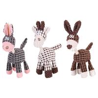 Jouet en peluche couineur pour chien, jouet à mâcher durable en polaire à motif de maïs, jouet pour animaux de compagnie en forme d'âne ou de chèvre pour chiens de petite et moyenne taille