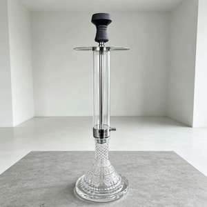 Clear Glass <b>Hookah</b> Stainless Steel Tube Black Silicone Base Stand Portable Water <b>Pipe</b> for Lounge Home Use - Product Image 3