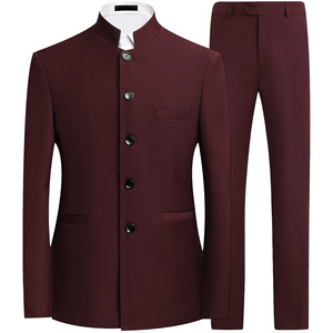 Traje de <span class=keywords><strong>hombre</strong></span> al por mayor estilo chino con cuello mandarín, ajustado, para novio, con cremallera y botonadura sencilla - Product Image 6