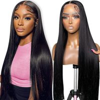 Peluca Larga Lisa Brasileña 100% Cabello Humano Pre-Desplumada con Cutícula Alineada Base HD Transparente Sin Pegamento para Mujeres Negras