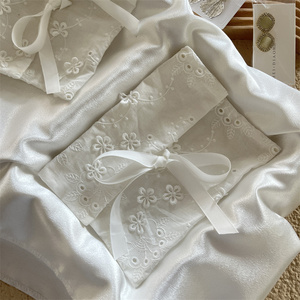 Cotton <b>Envelope</b> Pouch <b>White</b> Lace Candy Gift Bag Party Wedding Favor Luxury Cotton Elegant Embroidery Flower Lace Packaging Bags - Product Image 6
