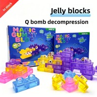 Bloques de Construcción de Gelatina, Juguetes Sensoriales Suaves y Elásticos para Aliviar el Estrés, Juguete Educativo de Plástico para Niños, Juego de 40 Piezas, Edades 4-6