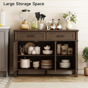 SENYU Buffet <b>Cabinet</b> with Storage, Buffet <b>Cabinet</b> with Drawers and Doors, Coffee <b>Bar</b> <b>Cabinet</b> with Adjustable Shelves - Product Image 4