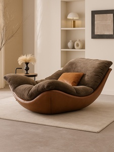 Poltrona Reclinabile di Design Nordico, Moderna e Minimalista, in Pelle Premium per Soggiorno e <span class=keywords><strong>Camera</strong></span> da Letto - Product Image 4