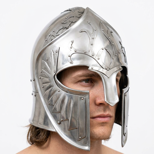 Medieval Knight Helmet Silver Metal Antique Style Polished High-quality Handmade Collectible Christmas New Year Headpiece - Product Image 1