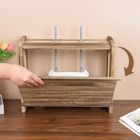 Boîte de rangement murale de luxe en bois pour routeur Wi-Fi avec logo personnalisé, plateau Wi-Fi en bois