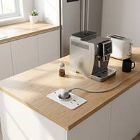 Prise de courant encastrée pour meubles, prise de courant encastrée pour bureau avec ports USB et cordon d'alimentation pour table de conférence