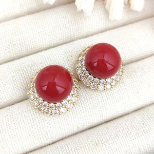 Lunette ronde en pierre au design étonnant Boucle d'oreille en pierre précieuse de corail orange naturel plaqué or 18 carats Fabricant de bijoux fins pour femmes - Product Image 6