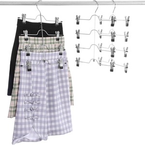 Multi Functional Metal Pant Skirt <b>Hanger</b> With Clips For Closet Storage Organization Rectangle Shape Wall Mounted Type - Product Image 2