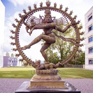 QUYANG 옥외 큰 금속 인도 종교적인 힌두교 신 금관 악기 주 시바 춤 동상 청동 조각품