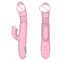 Vibrateur discret à faible bruit pour femmes 4 en 1 avec fonctions de poussée et de léchage télescopiques 42 ℃   Silicone imperméable