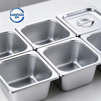 GN 1/6 Bac Gastronorm Rectangulaire en Acier Inoxydable Argenté avec Couvercle, Compatible Lave-Vaisselle, Léger, Grande Capacité, Retour à l'École