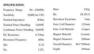 Factory Supply W18-10 18 Inch Woofer with 280mm Magnet 125mm Copper VC 2400W Continuous Power for <b>Large</b> Stage and Performance - Product Image 6