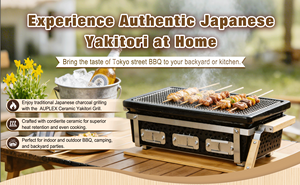 Parrilla <span class=keywords><strong>de</strong></span> Cerámica Auplex, Parrilla Hibachi Japonesa Mejorada para Acampar/Interior, Parrilla Yakitori <span class=keywords><strong>de</strong></span> Carbón con 3 Ventilaciones, Sin Humo - Product Image 3