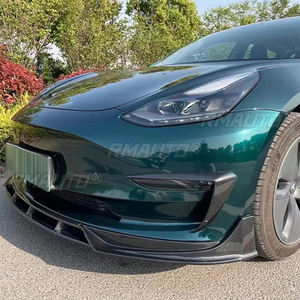 Pour Tesla Model 3 Performance Style 2017-2023, Spoiler de pare-chocs avant, Splitter, Kits carrosserie aérodynamiques rapides, Style fibre de carbone, 4 pièces - Product Image 3
