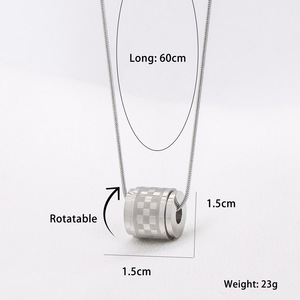 สร้อยคอจี้ตะแกรงหมุนได้สแตนเลสสตีล ดีไซน์เรขาคณิต แฟชั่นเครื่องประดับสำหรับทุกเพศ - Product Image 4