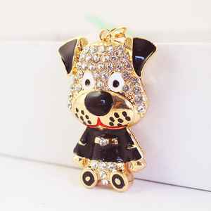 Cute Rhinestone Crystal Cartoon Puppy Dog Keychain for Women Bag Pendant Car Key Chains Jewelry Gift Decoration Accessories