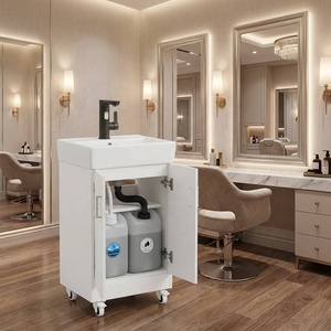 Mueble <span class=keywords><strong>Lavabo</strong></span> Portátil <span class=keywords><strong>con</strong></span> Dos Tanques y Bomba Eléctrica: Estación Profesional de Lavado de Manos para Clínicas Dentales y Salones de Belleza - Product Image 3
