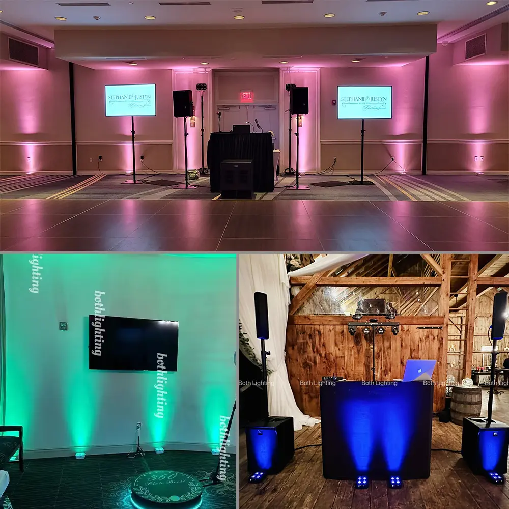 Hot-Seller Ir4 Mini Uplights 4*12W Rgbwa Uv 6in1 App & Remote Dmx512 Vrijheid Batterij Draadloze Uplights Voor Bruiloftsevenement Feest