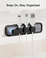 Support de câble magnétique, lot de 2, organisateur de câbles adhésif réutilisable pour la gestion du bureau, système de clips pour câbles sans désordre