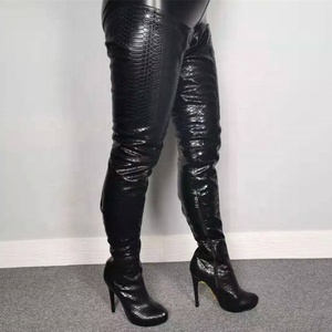 Wholesale Big Size 47 Platform Sexy Print Side Zip Women Over Knee High <b>Boots</b> Round Toe Thin High Long for Lady - Product Image 3
