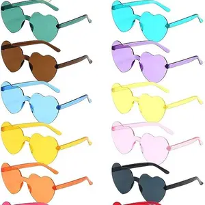 Special Rave Party Glasses Glasses Ladies Outdoor Activities Candy Color Polarized Shades Gradient Heart-Shaped Sunglasses