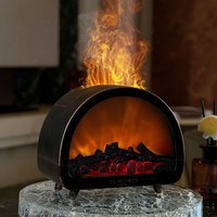 Diffuseur d'arômes ultrasonique rétro avec effet cheminée, veilleuse 7 couleurs, humidificateur d'huiles essentielles de bureau avec télécommande et minuterie pour la décoration intérieure