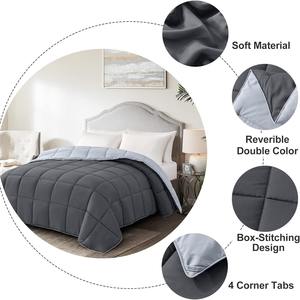 Lightweight Reversible Bed Comforter <strong>King</strong> <strong>Size</strong> All-Season <strong>Duvet</strong> Insert Soft Cozy Dark Gray &amp; White Quilted Cover for Home Hotels - Product Image 3