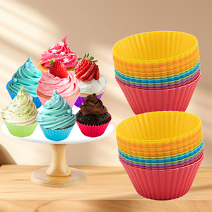 ถ้วยมัฟฟินใช้ในครัวทำจากซิลิโคนที่รองถ้วยมัฟฟินแบบใช้ซ้ำได้ผู้ถือแม่พิมพ์สำหรับคัพ<span class=keywords><strong>เค้ก</strong></span>ขนมหวานและเคตโตขนม - Product Image 6