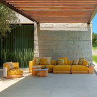 Ensemble de table et canapé d'extérieur en teck de qualité supérieure avec tissu imperméable marin, mobilier de jardin modulaire de luxe pour patio AU Espagne