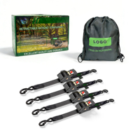 4 Kits de sangles à cliquet rétractables automatiques en polyester de 2 po x 10 pi, 4400 lb, avec crochets J/S pour remorque de bateau, camion, cargaison