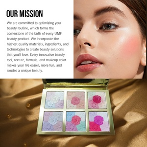 Paleta de Rubor Personalizada Golden Flower de <span class=keywords><strong>6</strong></span> Colores, Maquillaje al por Mayor OEM, Fórmula Limpia, Libre de Crueldad, Rubor Iluminador, Marca Privada - Product Image 6