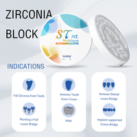 Blok Zirkonia Multilayer Gigi Grosir ST ML 98mm CAD CAM Sistem Terbuka Blank 1200MPa Crown Bridge Laboratorium Gigi MDR CE ISO13485