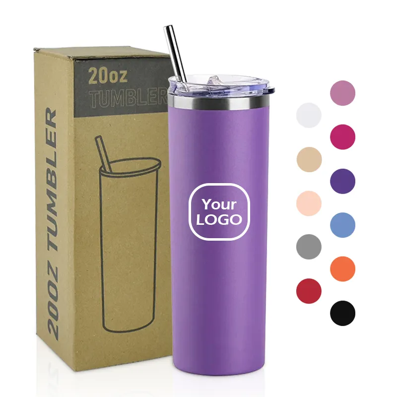 Üretici tatil hediye 20 oz UV paslanmaz çelik çift duvar kahve kupa 20 oz lazer baskı toz kaplı sıska tumbler