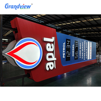 Letrero Publicitario para Gasolinera con Iluminación LED, Marquesina, Logotipo 3D en ACP, Marquesina para Gasolinera con Pantalla