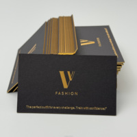 Cartes de Visite Noires Personnalisées Bordure Dorée Logo en Relief Impression en Taille-Douce Processus de Marquage à Chaud Design Gratuit Carton