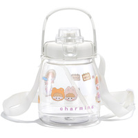 Produits tendance 2025 nouveautés 1300ml gros gros ventre dessin animé ours enfants bouteille d'eau en plastique avec pailles