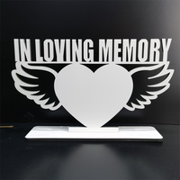 Plaque MDF en Bois Cœur et Aile 160x264x5mm « En Mémoire Affectueuse » pour Sublimation, Cadre Photo Commémoratif